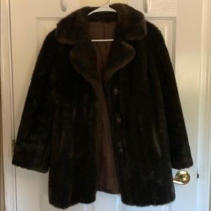 Dark Brown Faux Fur Coat